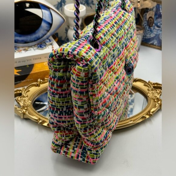 🆕 KURT GEIGER LONDON 🧿 NWOT Large Tweed Kensington, Multicolour Woven - Picture 4 of 15